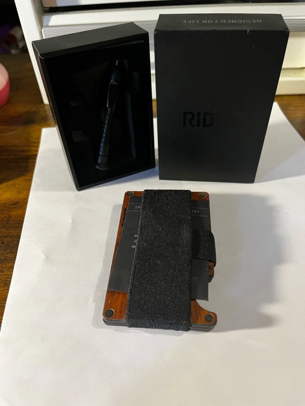 Ridge-style Wood Front Minimalist Money Clip Wallet - Brown
